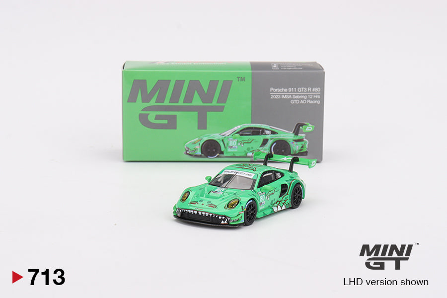 1/64 Mini GT #713 Porsche 911 GT3 R #80 GTD AO Racing 2023 IMSA Sebring 12 Hrs Limited Edition mgt00713