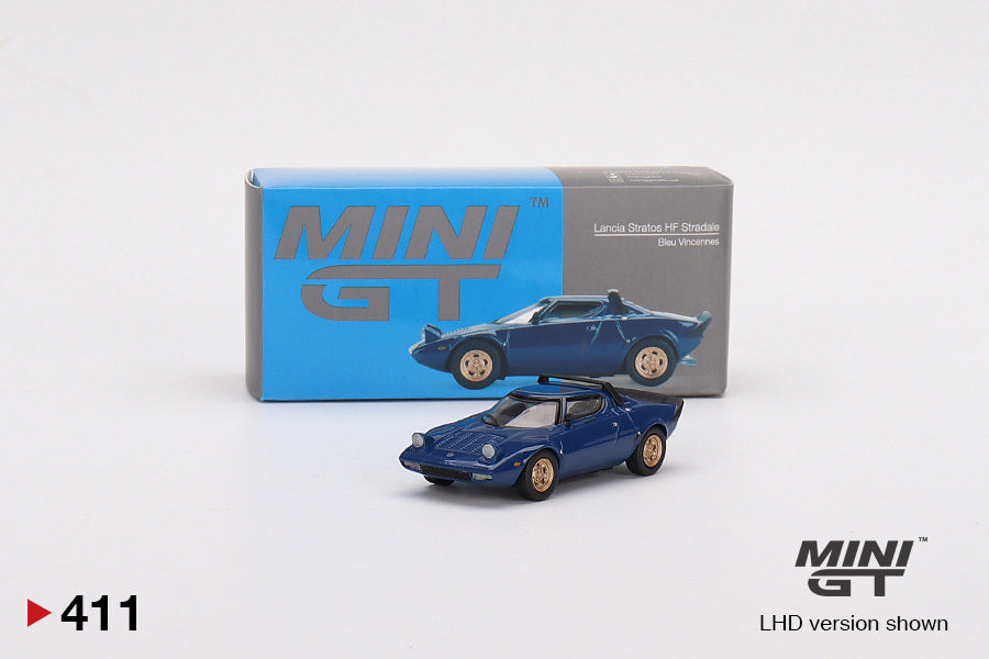 1:64 Mini GT #411 Lancia Stratos HF Stradale Bleu Vincennes Limited Edition mgt00411