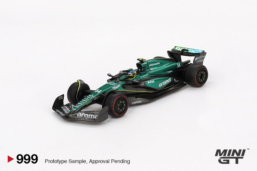 1:64 Mini GT #999 Aston Martin AMR24 #14 Fernando Alonso 2024 F1 2024 Bahrain GP Limited Edition MGT00999