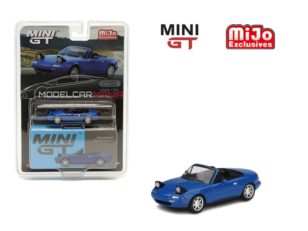 1:64 Mini GT #331 Mazda Miata MX-5 (NA) Headlight Up LHD Mariner Blue Limited Edition mgt00331