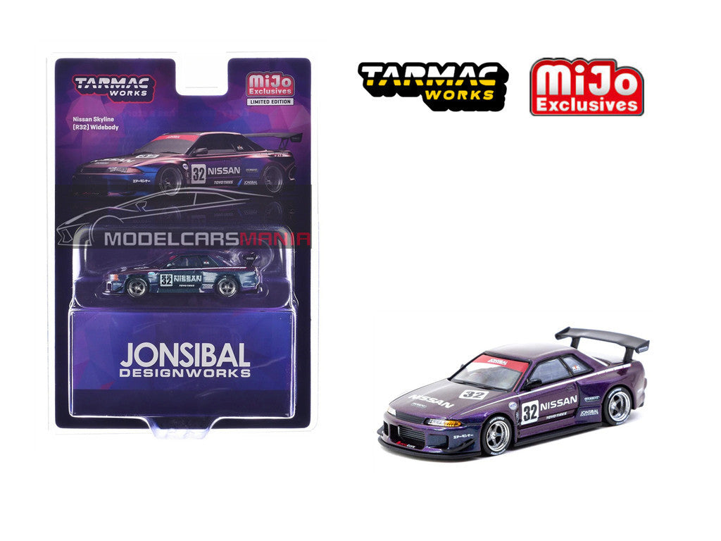 1:64 Tarmac Works Nissan Skyline (R32) Widebody Jonsibal Midnight purple Limited Edition T64G-061-MP