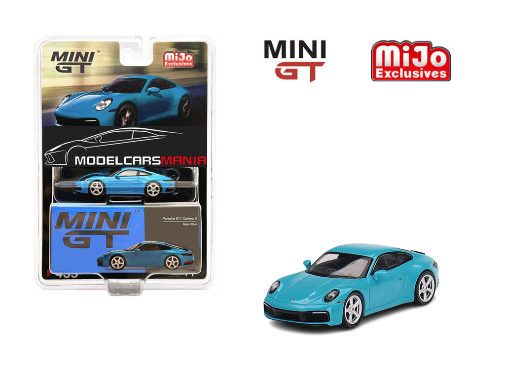 1/64 Mini GT #435 Porsche 911 (992) Carrera S Miami Blue Limited Edition mgt00435