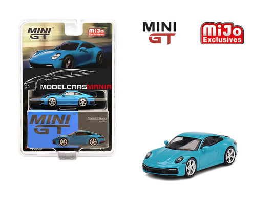 1/64 Mini GT #435 Porsche 911 (992) Carrera S Miami Blue Limited Edition mgt00435
