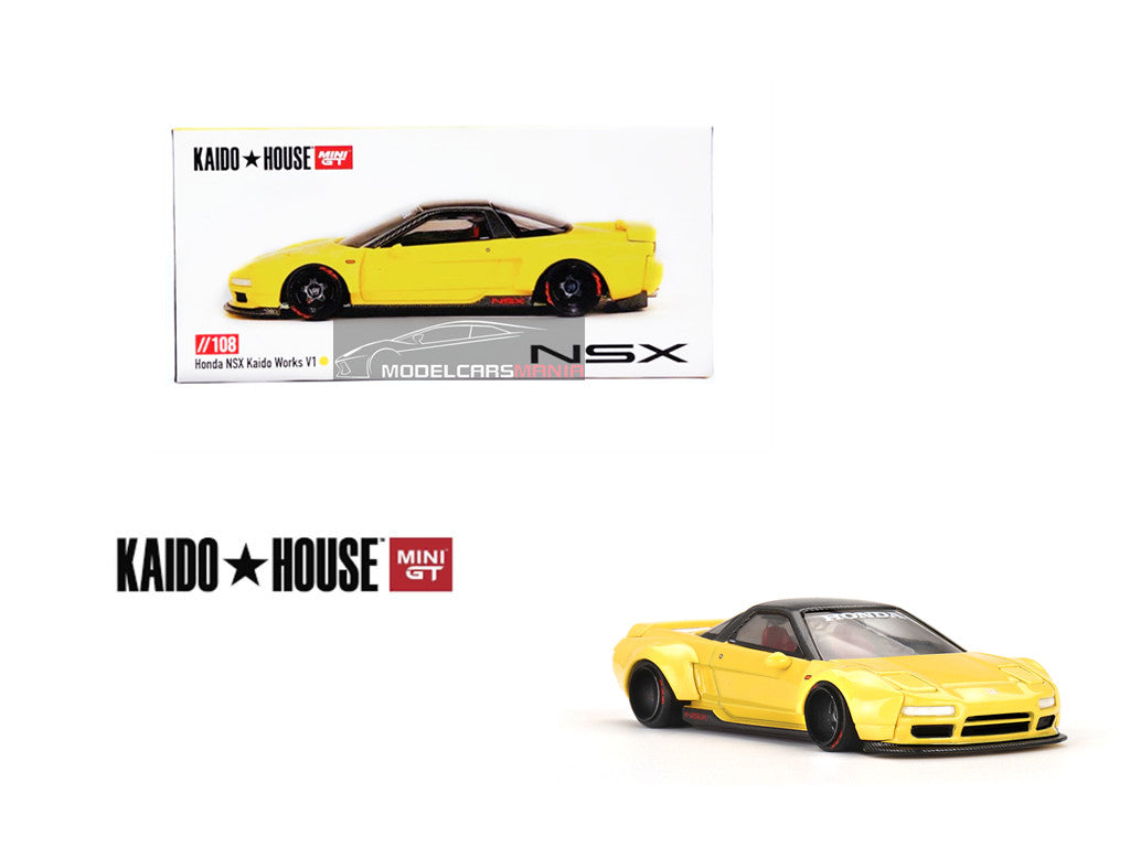 1/64 Kaido House x Mini GT Honda NSX Kaido WORKS V1 Yellow Limited Edition KHMG108 SEALED