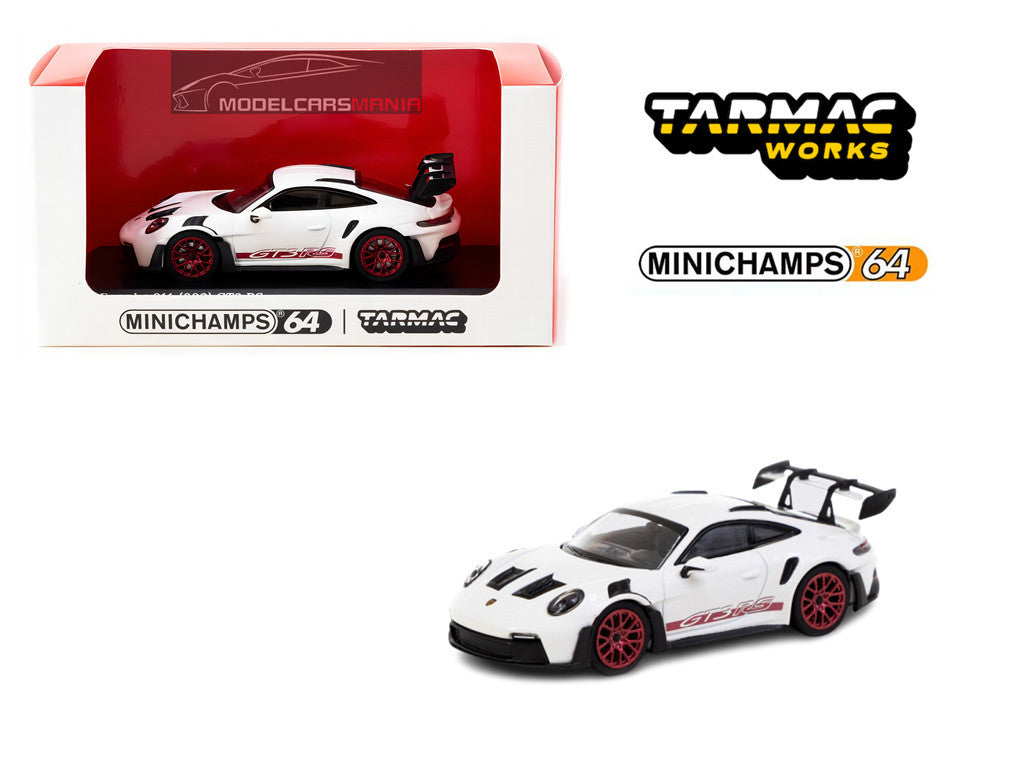 1:64 Tarmac Works x Minichamps  Porsche 911 (992) GT3 RS White  Limited to 999 pcs T64MC-005-WR