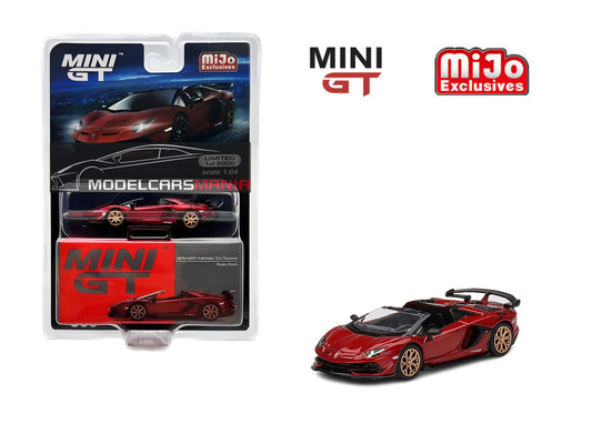 1/64 Mini GT #506 Lamborghini Aventador SVJ Roadster  (Rosso Efestos) Limited Edition mgt00506