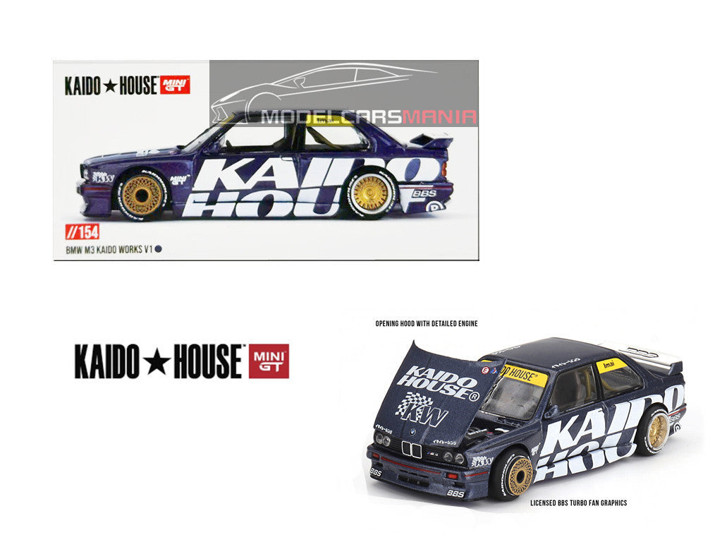 1/64 Kaido House x Mini GT BMW M3 (E30) Kaido Works V1 Dark Blue Limited Edition KHMG154 SEALED