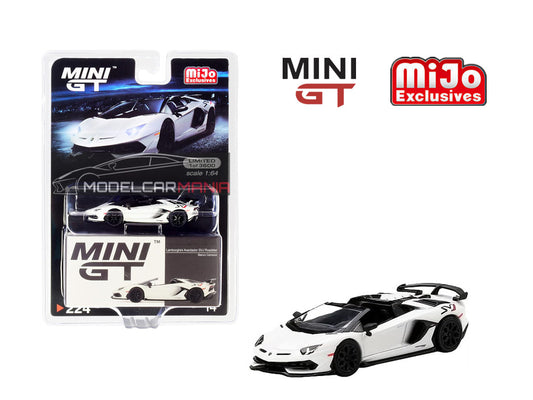 1:64 Mini GT #224 Lamborghini Aventador SVJ Roadster Bianco Canopus  Limited Edition MGT00224