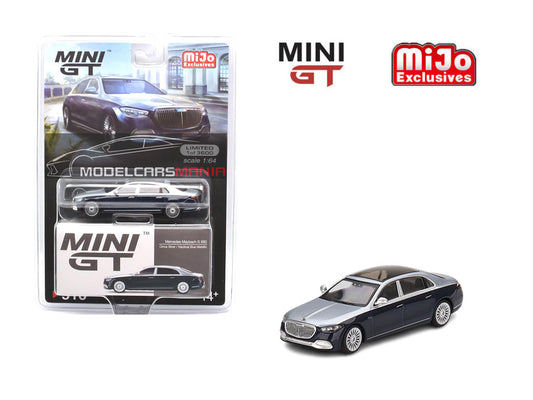 1/64 Mini GT #516 Mercedes-Maybach S680 Cirrus Silver / Nautical Blue metallic Limited Edition mgt00516