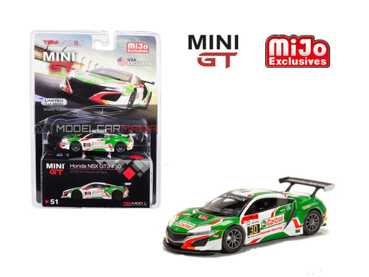 Mini GT 1:64 #51 Honda NSX GT3 #30 24HR SPA Castrol (Green/White) Limited Edition mgt00051