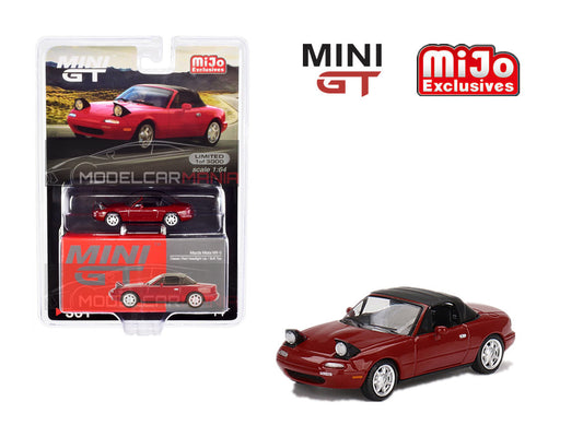 1:64 Mini GT #361 Mazda Miata MX-5 (NA) Classic Headlight Up Soft Top Red Limited Edition mgt00361