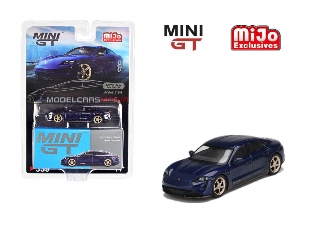 1:64 Mini GT #339 Porsche Taycan Turbo S Gentian Blue Metallic Limited Edition mgt00339