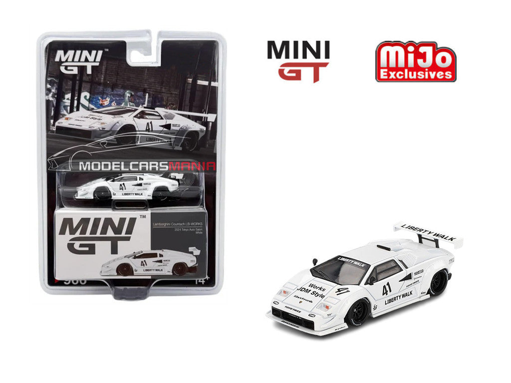 1/64 Mini GT #966 Lamborghini Countach LB-WORKS – White – 2024 Tokyo Auto Salon Limited Edition mgt00966