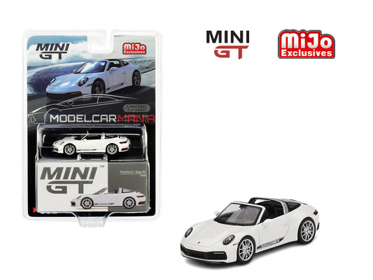Mini GT 1:64 #332 Porsche 911 Targa 4S White Limited Edition mgt00332