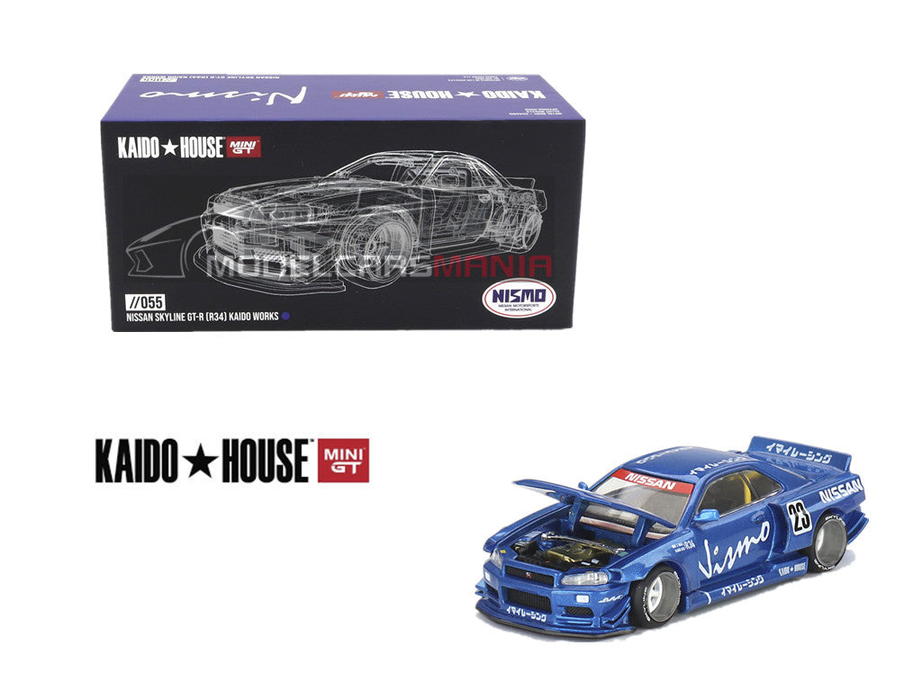 1/64 Kaido House x Mini GT Nissan Skyline GT-R (R34) Kaido Works V3  Blue Limited Edition KHMG055 SEALED