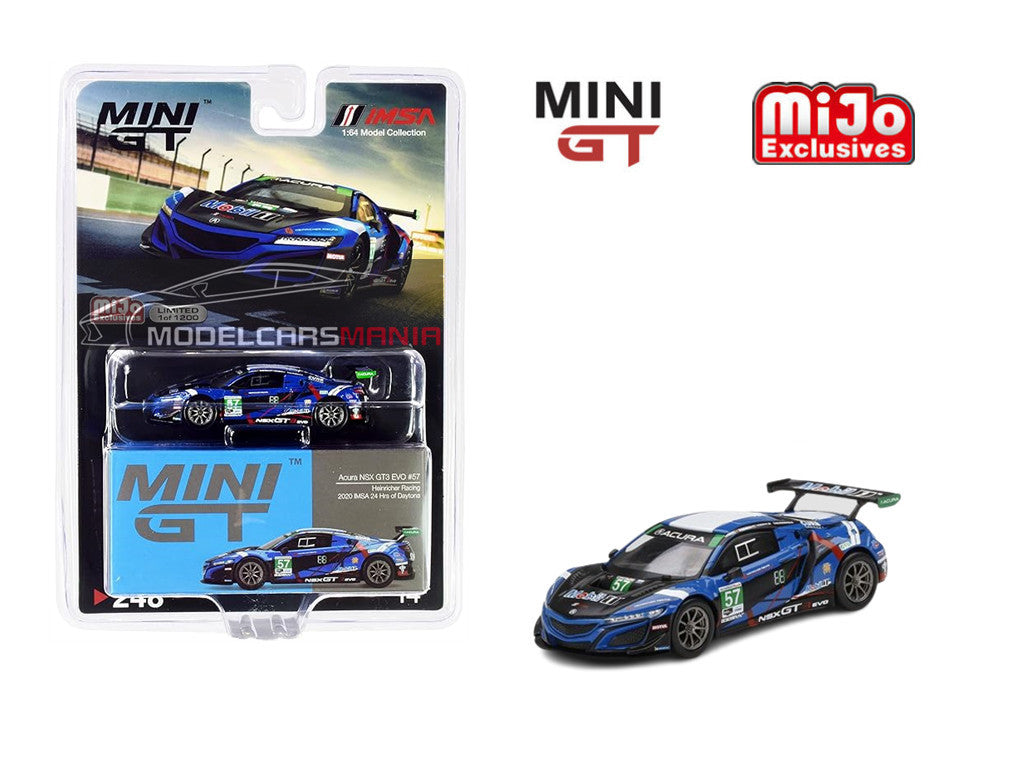 1/64 Mini GT #248 Acura NSX GT3 EVO #57 2020 IMSA 24Hr Daytona Blue Limited Edition mgt00248