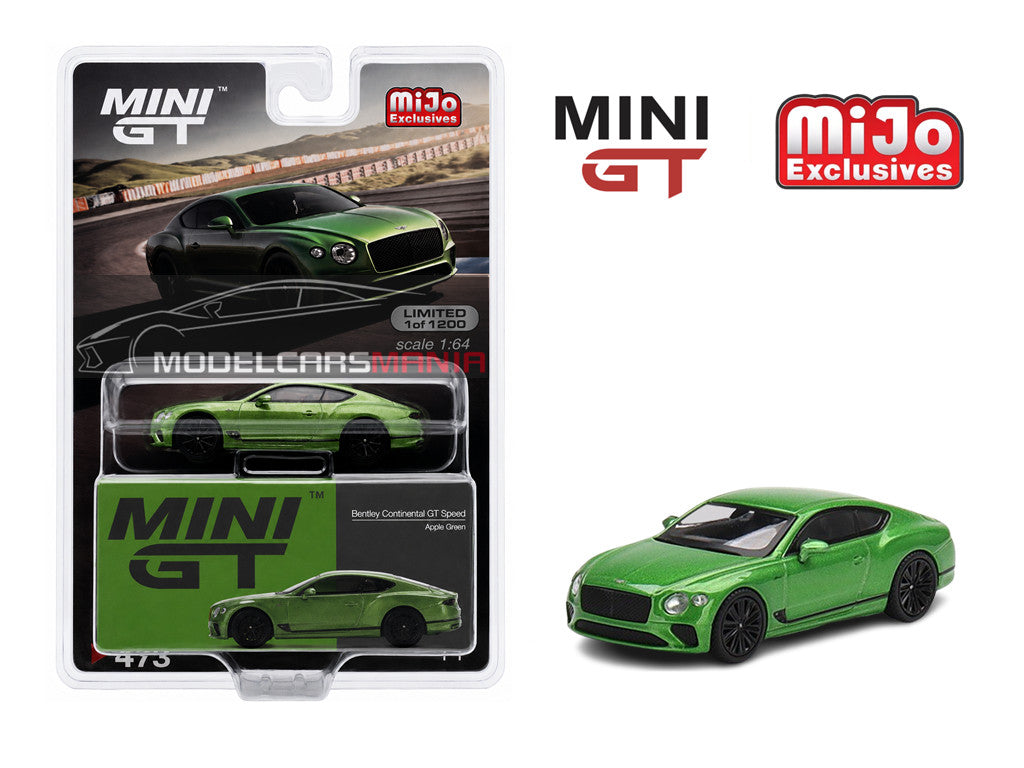 1:64 Mini GT #473 Bentley Continental GT Speed 2022 Apple Green Limited Edition mgt00473