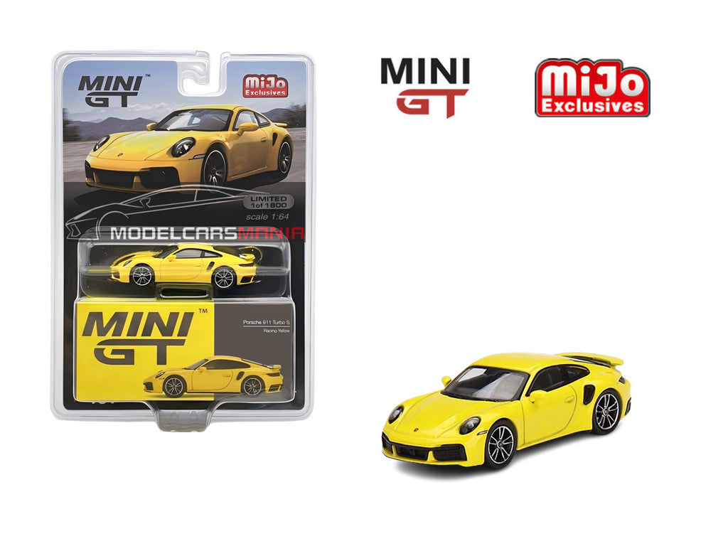 1/64 Mini GT #497 Porsche 911 Turbo S Racing Yellow Limited Edition mgt00497