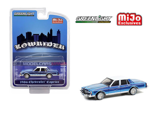 1/64 Greenlight Mijo Exclusive 1986 Chevrolet Caprice Lowrider (Blue) Limited Edition 51389