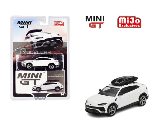 1:64 Mini GT #220 Lamborghini Urus W/ Roof Box White Limited Edition MGT00220
