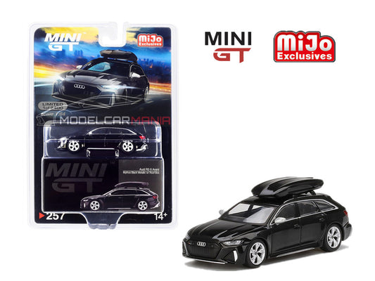 1/64 Mini GT #257 Audi RS6 Avant (Mythos Black) with Roof Box Limited Edition mgt00257
