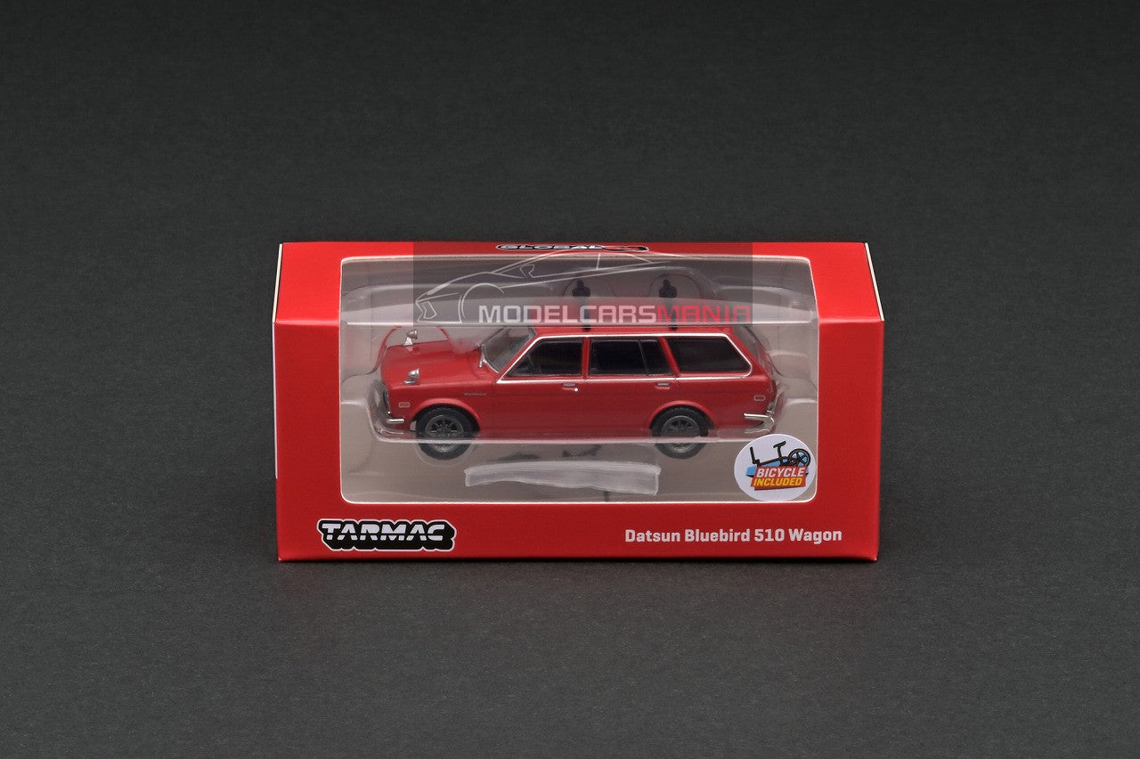1:64 Tarmac Works Datsun Bluebird 510 Wagon With Bike & Rack Limited Edition T64G-026-RE