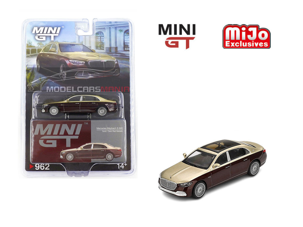 1:64 Mini GT #962 Mercedes-Maybach S680 Gold / Dark Red Metallic Limited Edition mgt00962