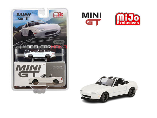 1:64 Mini GT #304 Mazda Miata MX-5 (NA) Tuned Version Classic White Limited Edition MGT00304