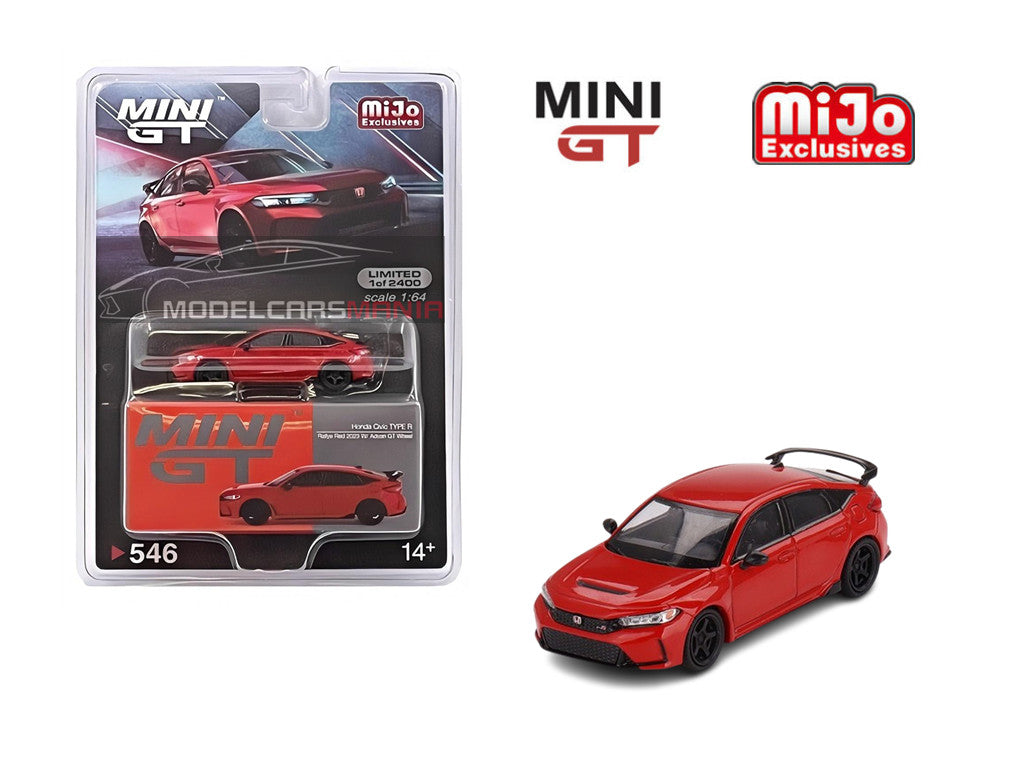 1/64 Mini GT #546 Honda Civic Type R Rallye 2023 W/ Advan GT Wheel Red Limited Edition mgt00546