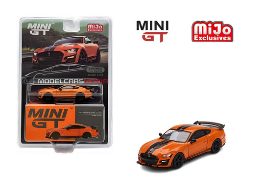 1/64 Mini GT #505 Ford Mustang Shelby GT500 Twister Orange Limited Edition mgt00505