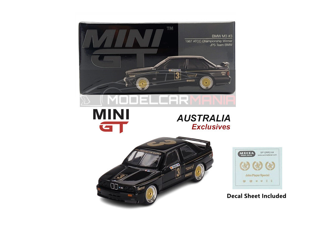1/64 Mini GT #608 BMW M3 #3 JPS Team BMW 1987 ATCC Championship Winner -Australia Exclusive Limited Edition MGT00608