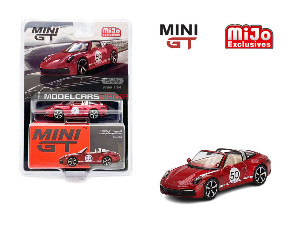 1/64 Mini GT #461 Porsche 911 Targa 4S Heritage Design Edition Cherry Red Limited Edition mgt00461