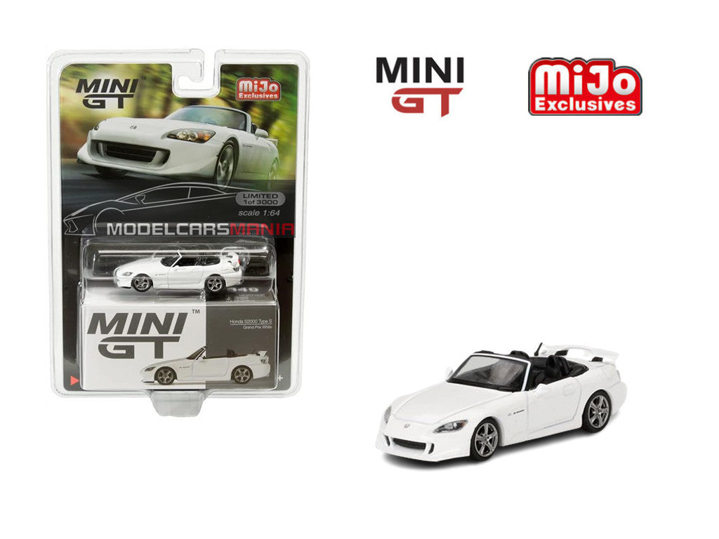 1:64 Mini GT #349 Honda S2000 (AP2) Type S Grand Prix White  Limited Edition mgt00349