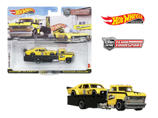 1:64 Hot Wheels Team Transport Garage Of Legend Exclusive Custom 70 Chevrolet Nova With Horizon Hauler