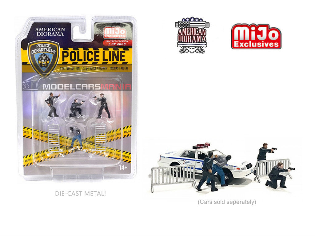 American Diorama 1:64 Mijo Exclusive  Police Line Figure Set Limited Edition AD-76493MJ