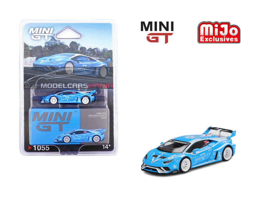 1:64 Mini GT #1055 LB★WORKS Lamborghini Huracán GT GRAVITY Blue Limited Edition mgt01055