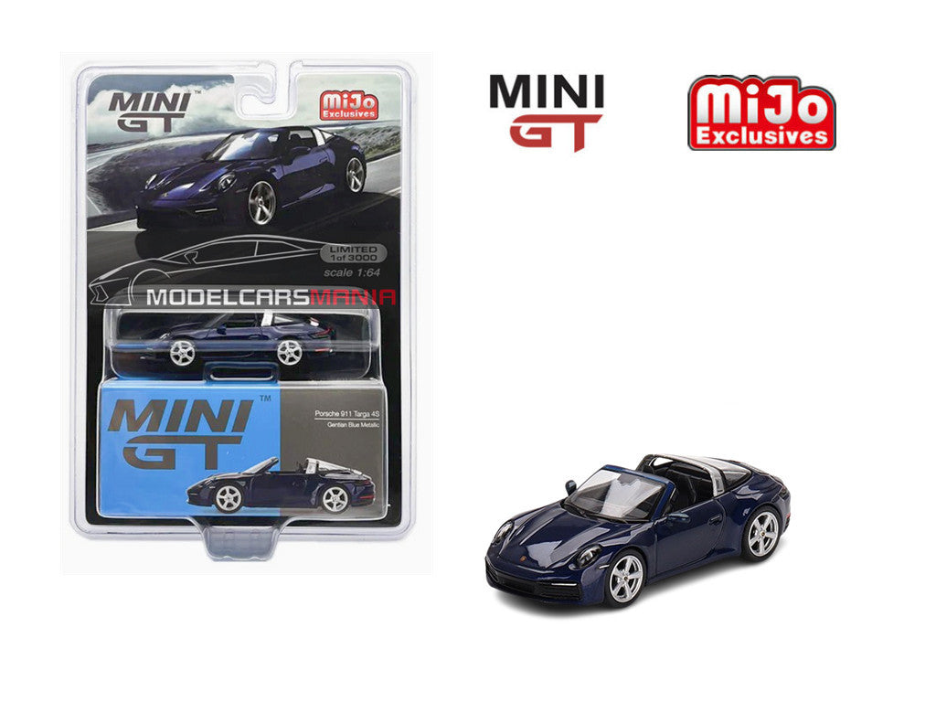 1:64 Mini GT #412 Porsche 911 Targa 4S Gentian Blue Metallic Limited Edition mgt00412