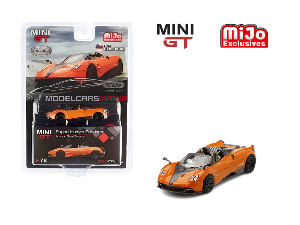 1:64 Mini GT#78 Pagani Huayra Roadster Arancio SaintTropez Limited Edition MGT00078