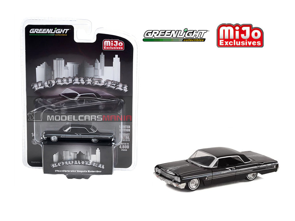 1/64 Greenlight Lowrider 1964 Chevrolet Impala SS Black Limited Edition 51462