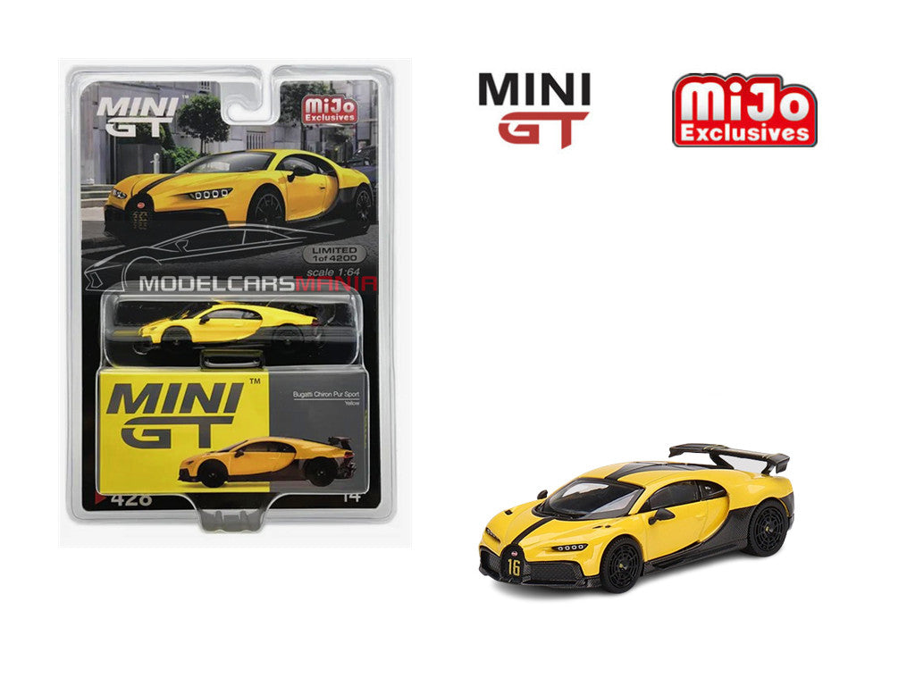 1:64 Mini GT #428 Bugatti Chiron Pur Sport Yellow Limited Edition mgt00428