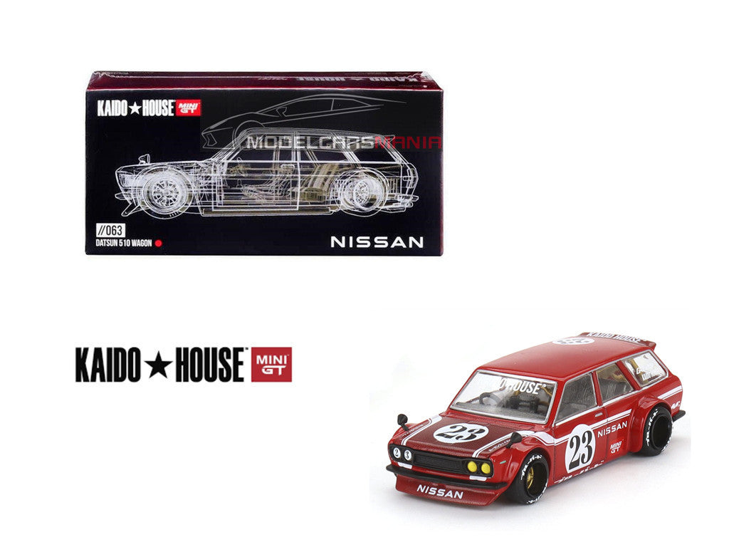 1/64 Kaido House x Mini GT Datsun KAIDO 510 Wagon CARBON FIBER V2 – Red Limited Edition KHMG063 SEALED
