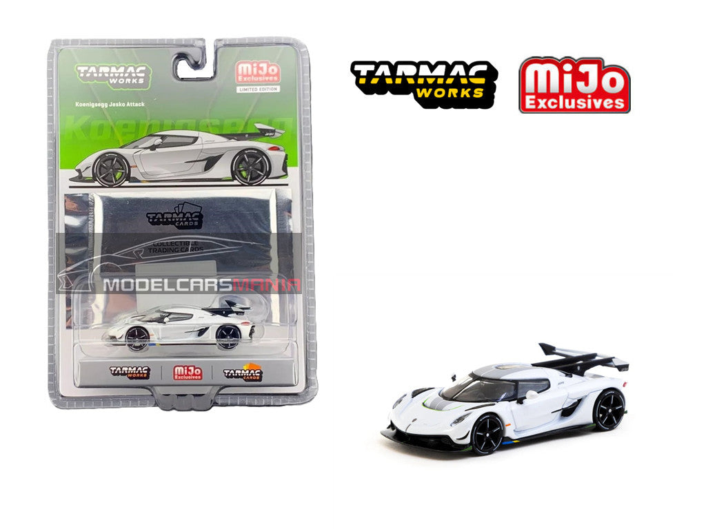 1:64 Tarmac Works Koenigsegg Jesko Attack with Trading Card White Limited Edition T64G-TL052-WH