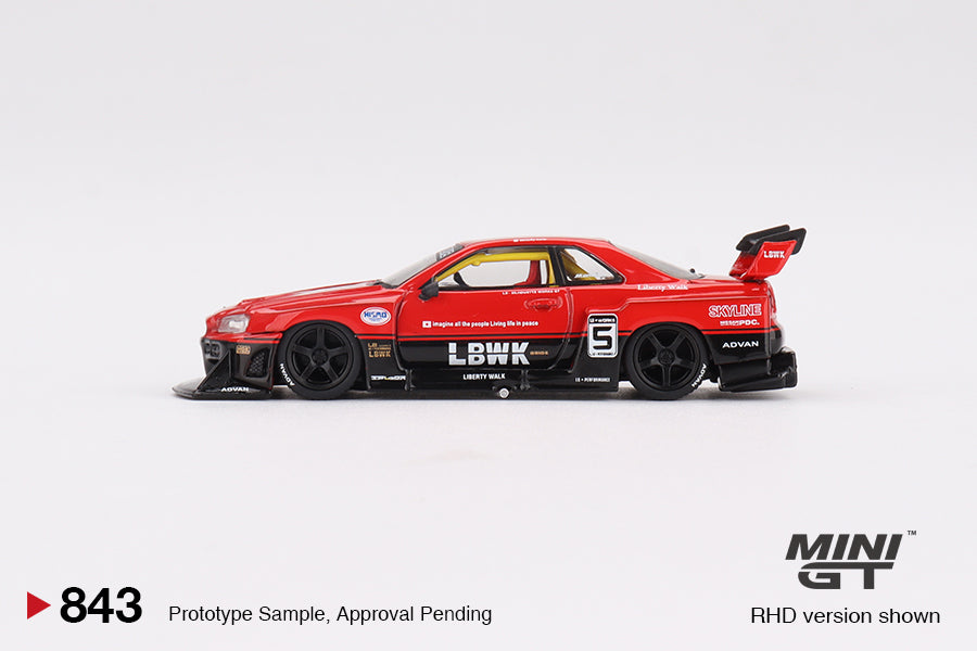 1/64 Mini GT #843 Nissan LB-ER34 Super Silhouette SKYLINE – Red/Black Limited Edition mgt00843