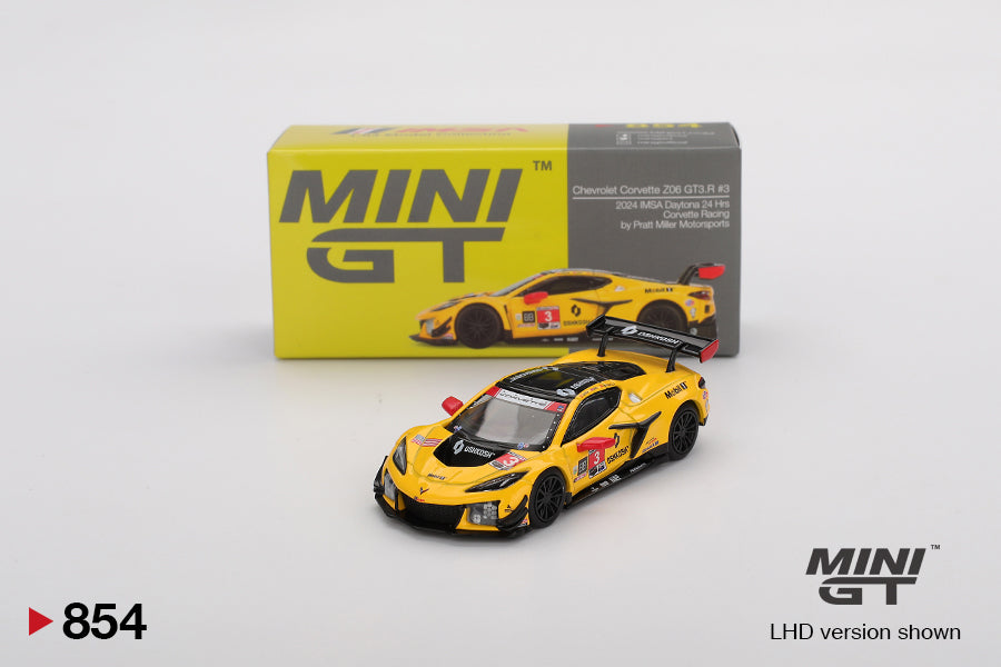1/64 Mini GT #854 Chevrolet Corvette Z06 GT3.R #3 Corvette Racing by Pratt Miller Motorsports 2024 IMSA Daytona 24 Hrs Limited Edition mgt00854
