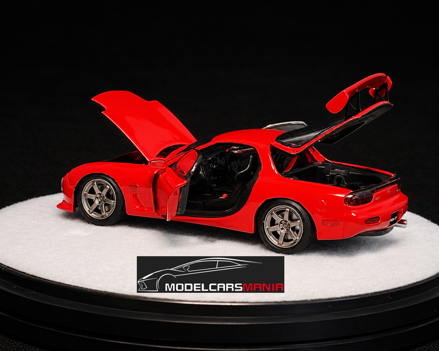 1:64 PGM Mazda RX-7 FD3S Red Luxury Round Stand Version Limited 999 Pcs