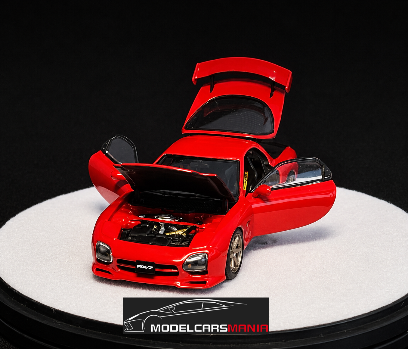 1:64 PGM Mazda RX-7 FD3S Red Luxury Round Stand Version Limited 999 Pcs